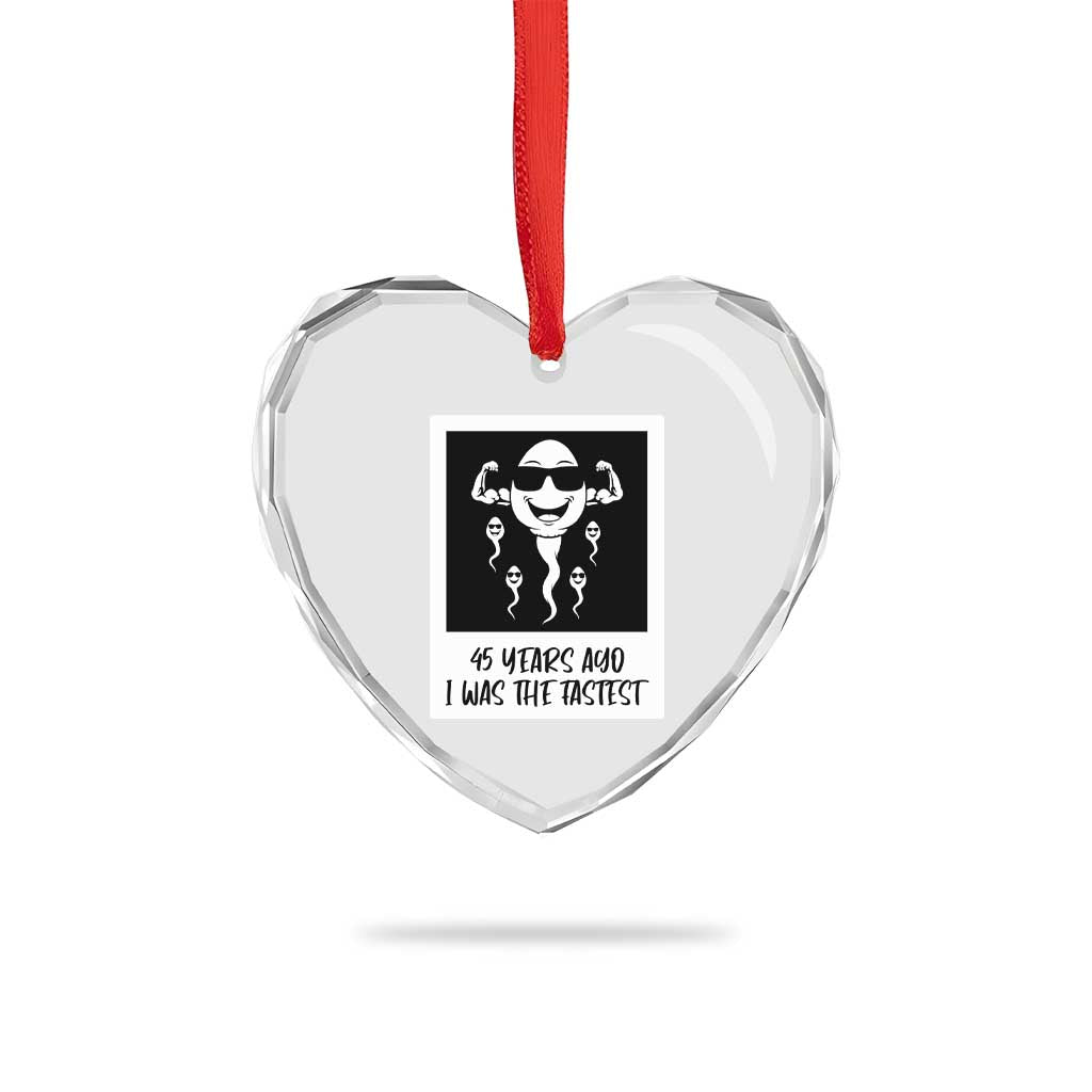 45 Years Ago I Was The Fastest Heart Crystal Glass Ornament Funny 45th Birthday Gift