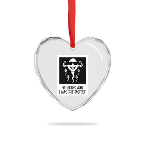 45 Years Ago I Was The Fastest Heart Crystal Glass Ornament Funny 45th Birthday Gift