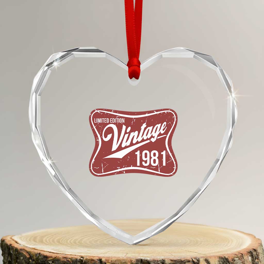 45th Birthday Beer Lover Vintage 1981 Limited Edition Heart Crystal Glass Ornament Red Metal Beer Soft Sign Graphic TS11 Transparent Glass 3'' Heart Print Your Wear