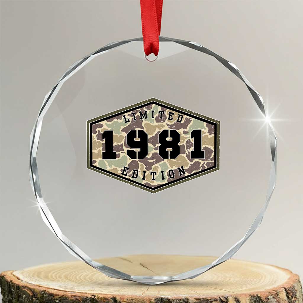 45th Birthday Hunting Crystal Glass Ornament 1981 Limited Edition Vintage Camouflage Gifts For Turning 45 TS11 Transparent Glass 3'' Circle Print Your Wear