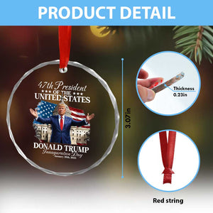 47th President Donald Trump Inauguration Day 2025 Crystal Glass Ornament United States Capitol American Flag Memorabilia - Print Your Wear