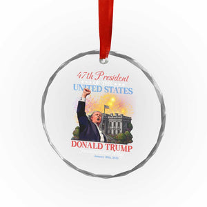 47th President Donald Trump Inauguration Day 2025 Crystal Glass Ornament White House Fireworks American Flag Memorabilia - Print Your Wear