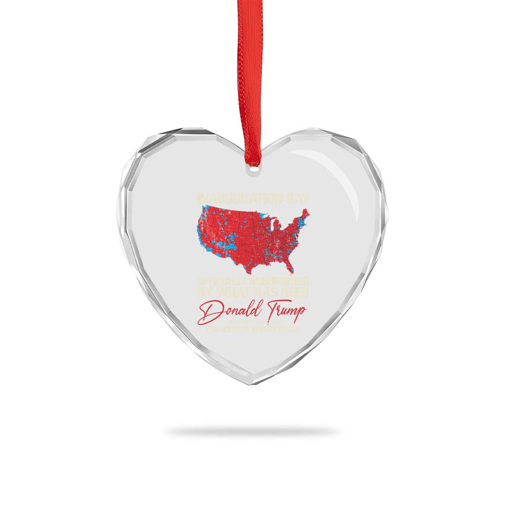 47th President Donald Trump Inauguration Day 2025 Heart Crystal Glass Ornament Officially Unburdened By What Has Been American Maps TS11 Print Your Wear