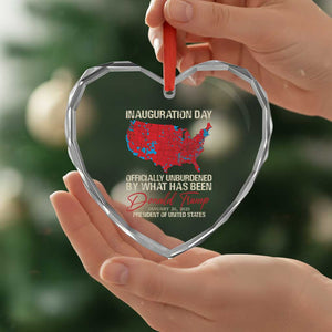 47th President Donald Trump Inauguration Day 2025 Heart Crystal Glass Ornament Officially Unburdened By What Has Been American Maps TS11 Print Your Wear