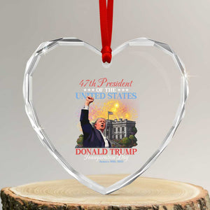 47th President Donald Trump Inauguration Day 2025 Heart Crystal Glass Ornament White House Fireworks American Flag Memorabilia TS11 Transparent Glass 3'' Heart Print Your Wear