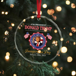 47th President Donald Trump Inauguration Day 2025 Memorabilia Crystal Glass Ornament - Print Your Wear