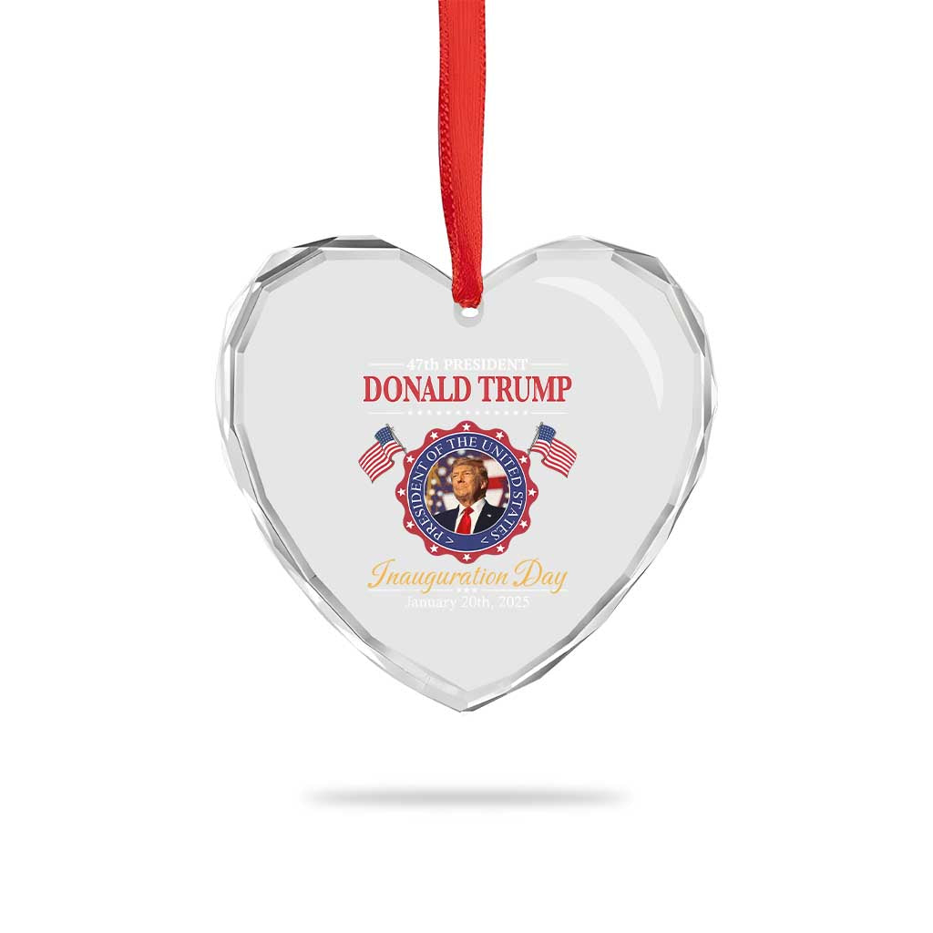 47th President Donald Trump Inauguration Day 2025 Memorabilia Heart Crystal Glass Ornament TS11 Print Your Wear