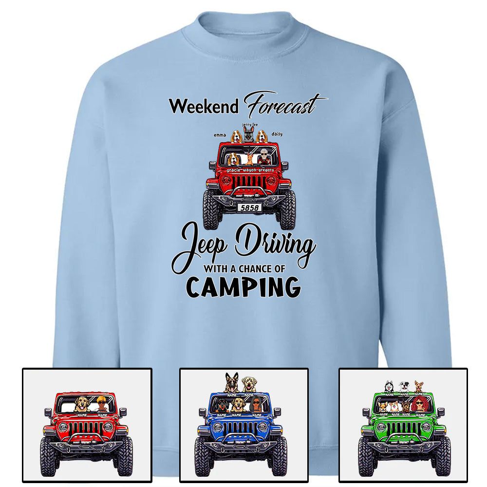 Custom JP Shirts, Weekend Forecast JP Driving With A Chance Of Camping, JP Dog JP Cat Apparel CTM00 Custom - Printyourwear