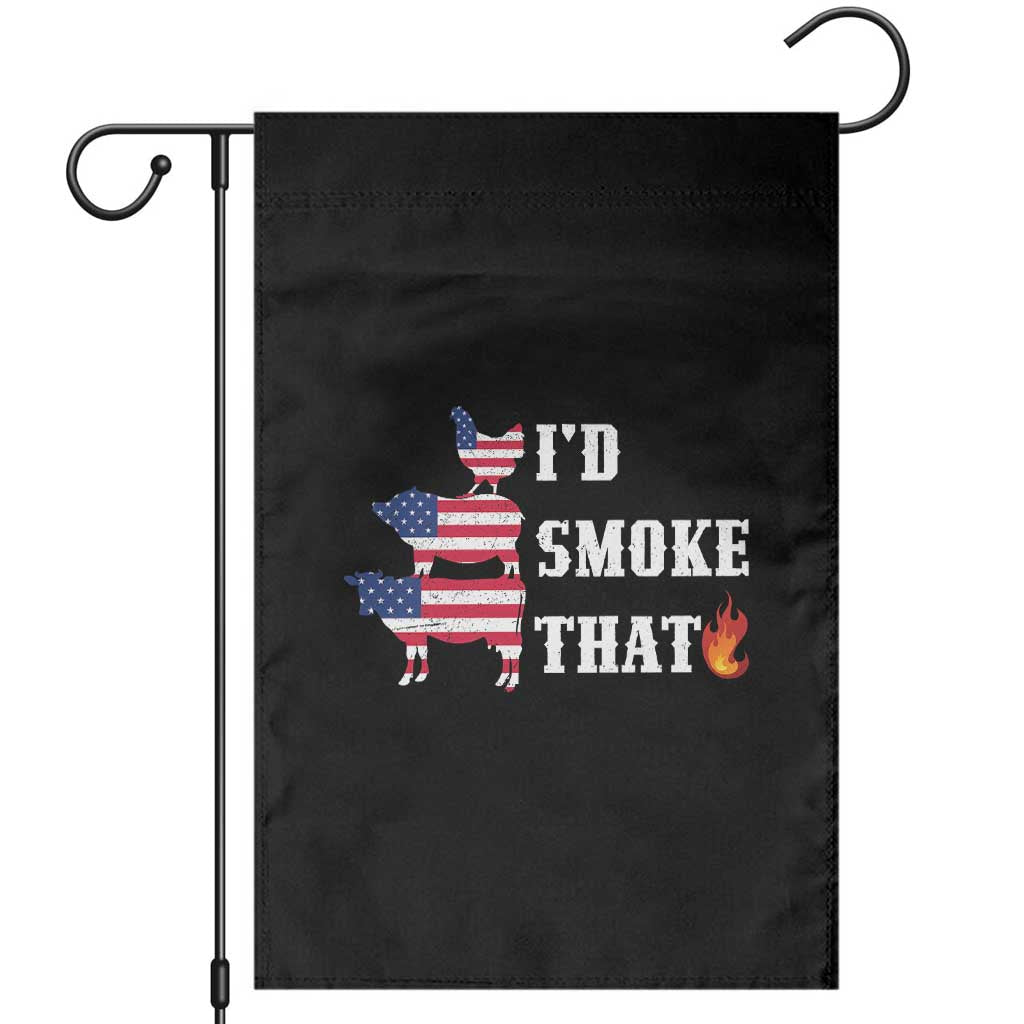 4th Of July BBQ Garden Flag I'd Smoke That Barbecue Cook Pitmaster Grill Chef TS11 Black Print Your Wear