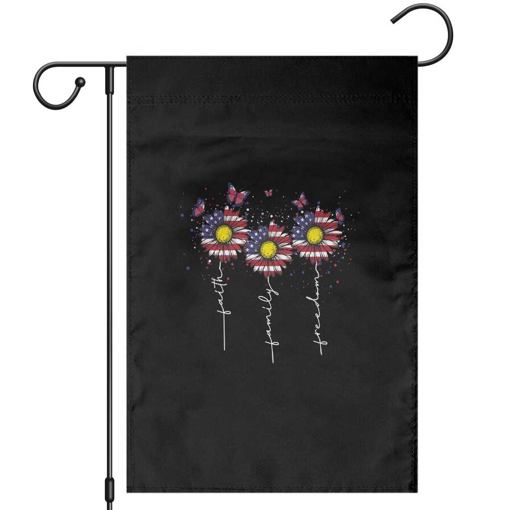 4th Of July Garden Flag Faith Family Freedom USA Flag Daisy Flower TS11 Black Print Your Wear