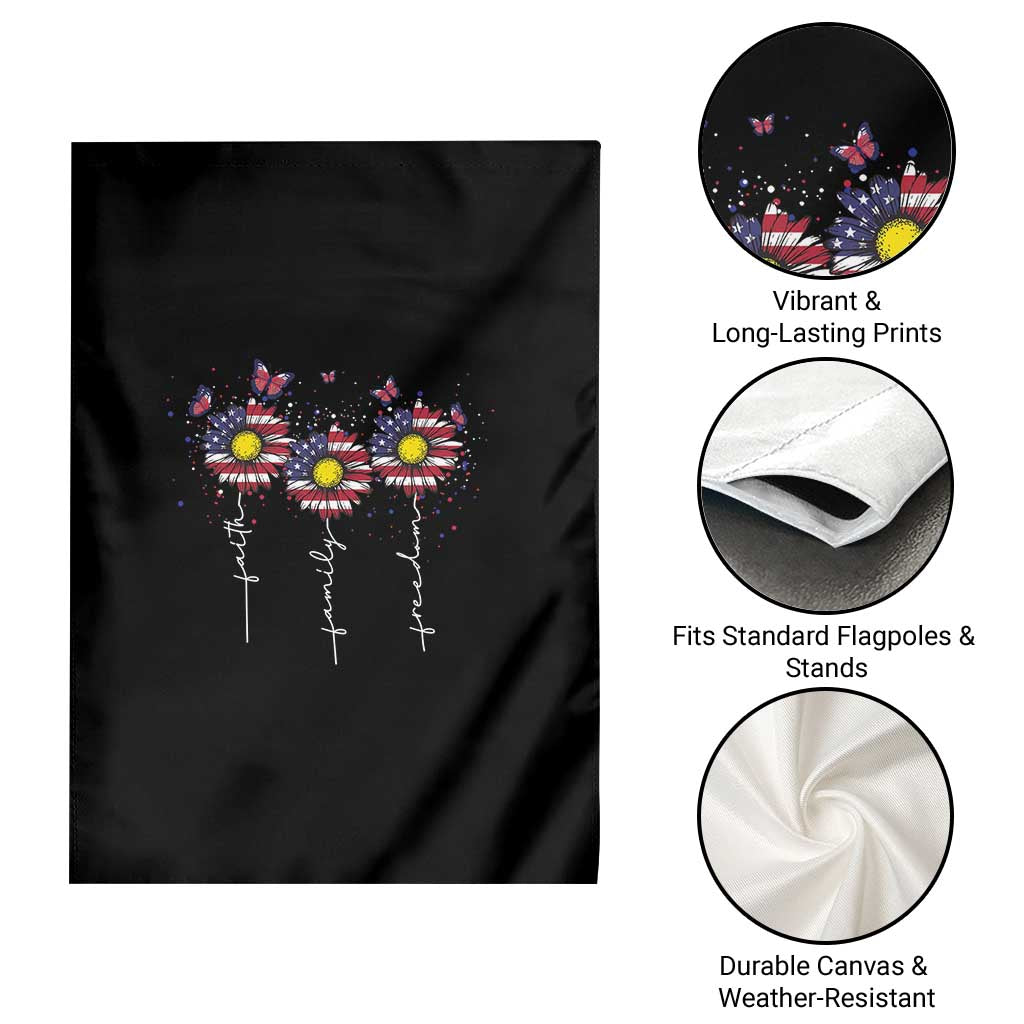 4th Of July Garden Flag Faith Family Freedom USA Flag Daisy Flower TS11 Print Your Wear