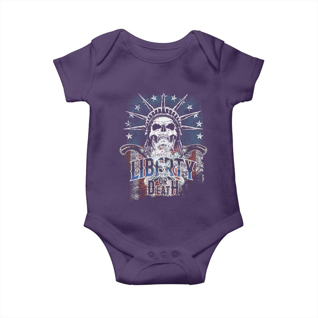 4th Of July Liberty Or Death Baby Onesie Statue Of Liberty Skull American Flag TS11 Purple Print Your Wear
