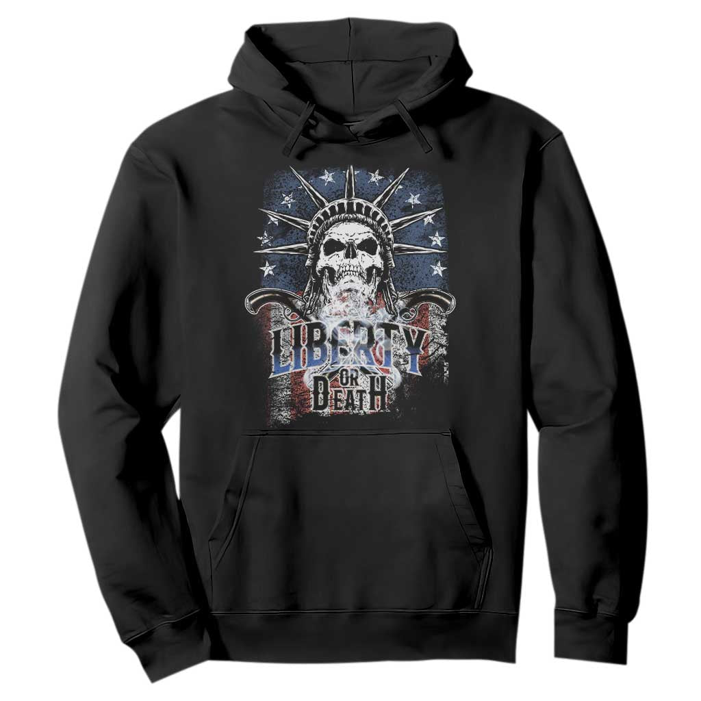 4th Of July Liberty Or Death Hoodie Statue Of Liberty Skull American Flag TS11 Black Print Your Wear