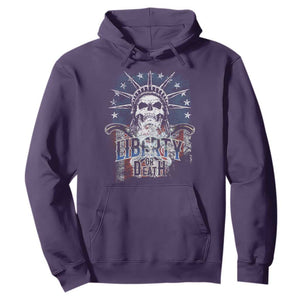 4th Of July Liberty Or Death Hoodie Statue Of Liberty Skull American Flag TS11 Purple Print Your Wear