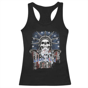 4th Of July Liberty Or Death Racerback Tank Top Statue Of Liberty Skull American Flag TS11 Black Print Your Wear