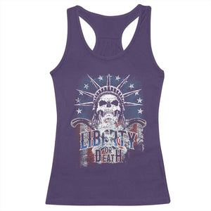 4th Of July Liberty Or Death Racerback Tank Top Statue Of Liberty Skull American Flag TS11 Purple Print Your Wear