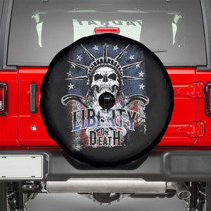 4th Of July Liberty Or Death Spare Tire Cover Statue Of Liberty Skull American Flag TS11 Black Print Your Wear