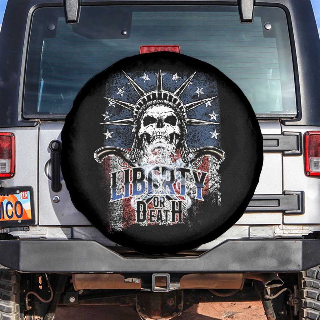 4th Of July Liberty Or Death Spare Tire Cover Statue Of Liberty Skull American Flag TS11 No hole Black Print Your Wear