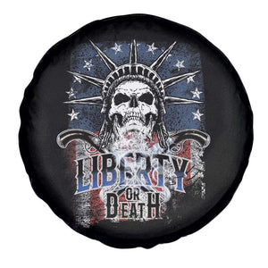 4th Of July Liberty Or Death Spare Tire Cover Statue Of Liberty Skull American Flag TS11 Print Your Wear