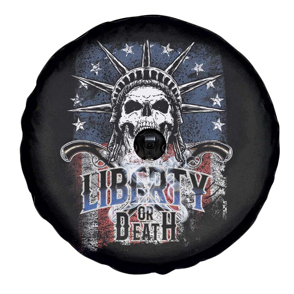 4th Of July Liberty Or Death Spare Tire Cover Statue Of Liberty Skull American Flag TS11 Print Your Wear