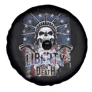 4th Of July Liberty Or Death Spare Tire Cover Statue Of Liberty Skull American Flag TS11 Print Your Wear