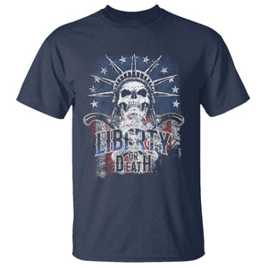 4th Of July Liberty Or Death T Shirt Statue Of Liberty Skull American Flag TS11 Navy Print Your Wear