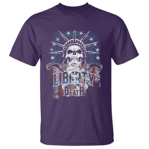4th Of July Liberty Or Death T Shirt Statue Of Liberty Skull American Flag TS11 Purple Print Your Wear