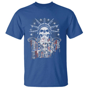 4th Of July Liberty Or Death T Shirt Statue Of Liberty Skull American Flag TS11 Royal Blue Print Your Wear