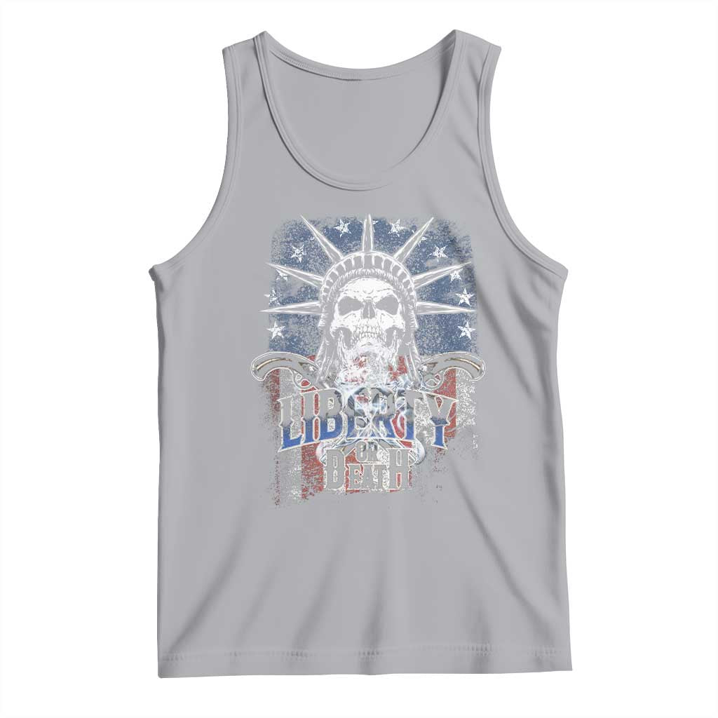 4th Of July Liberty Or Death Tank Top Statue Of Liberty Skull American Flag TS11 Athletic Heather Print Your Wear