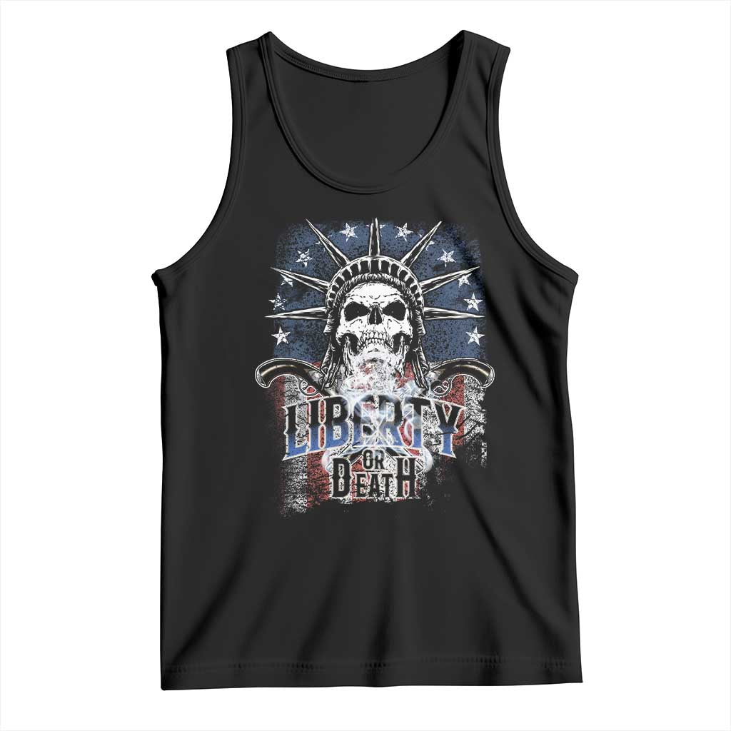 4th Of July Liberty Or Death Tank Top Statue Of Liberty Skull American Flag TS11 Black Print Your Wear