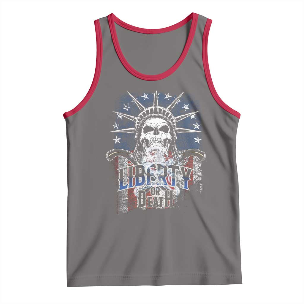4th Of July Liberty Or Death Tank Top Statue Of Liberty Skull American Flag TS11 Deep Heather Red Print Your Wear