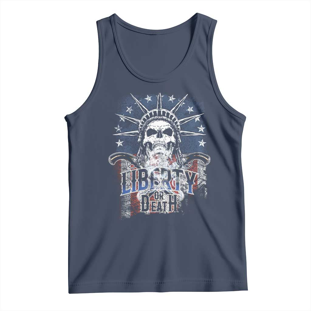 4th Of July Liberty Or Death Tank Top Statue Of Liberty Skull American Flag TS11 Navy Print Your Wear