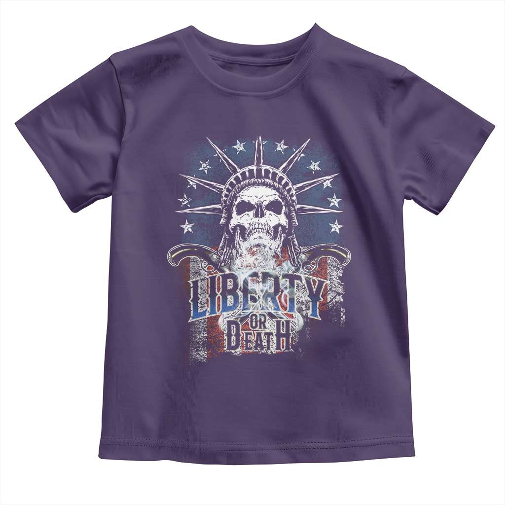 4th Of July Liberty Or Death Toddler T Shirt Statue Of Liberty Skull American Flag TS11 Purple Print Your Wear