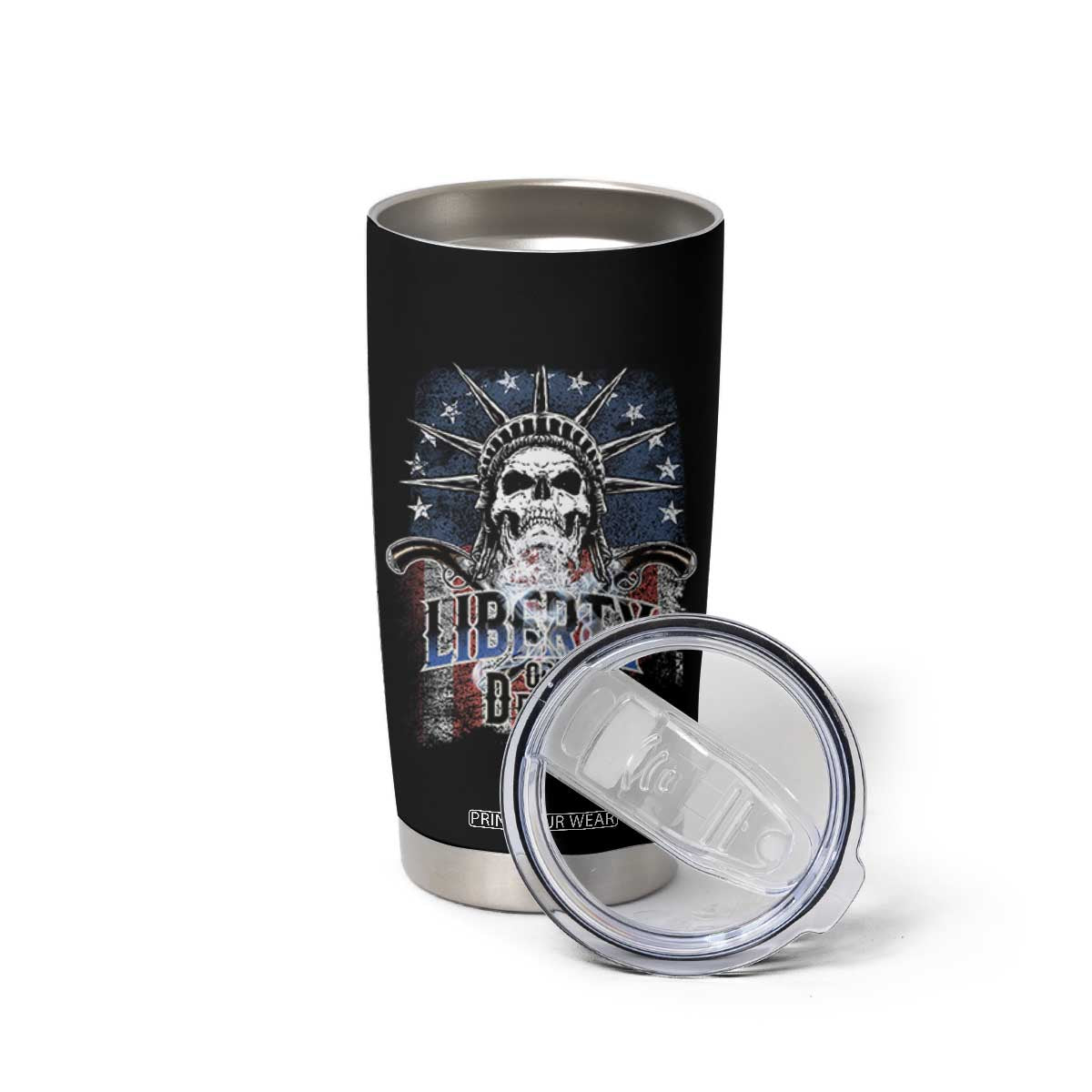 4th Of July Liberty Or Death Tumbler Cup Statue Of Liberty Skull American Flag TS11 Print Your Wear