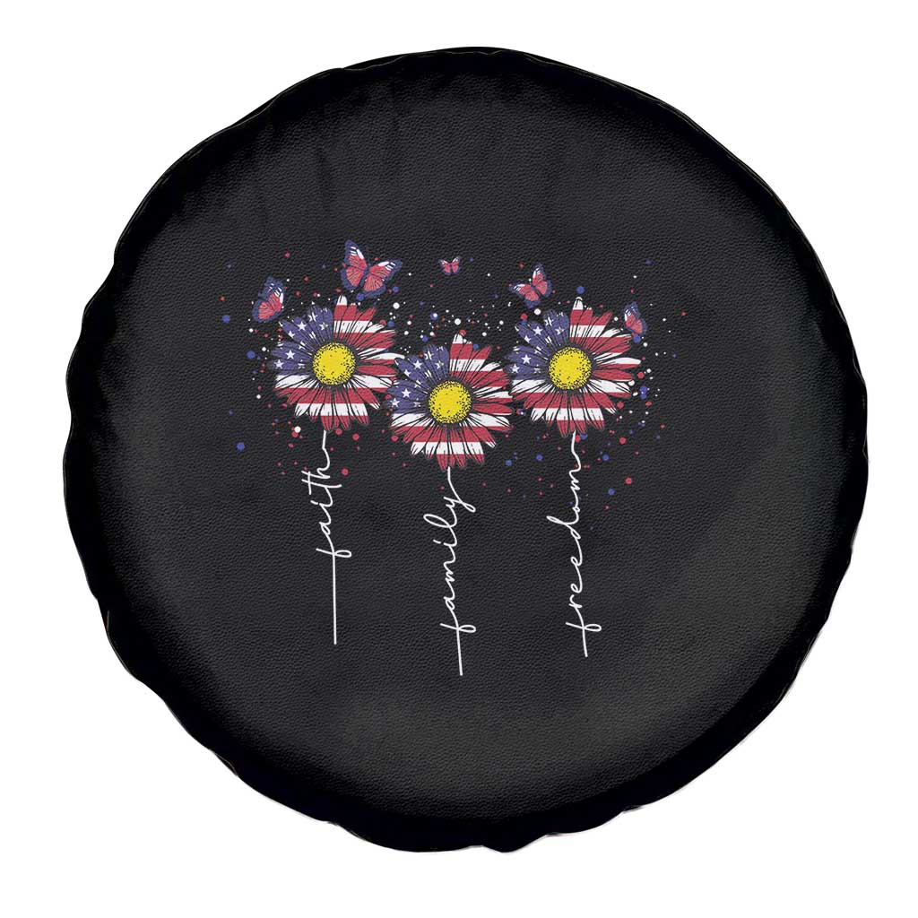4th Of July Spare Tire Cover Faith Family Freedom USA Flag Daisy Flower TS11 Print Your Wear