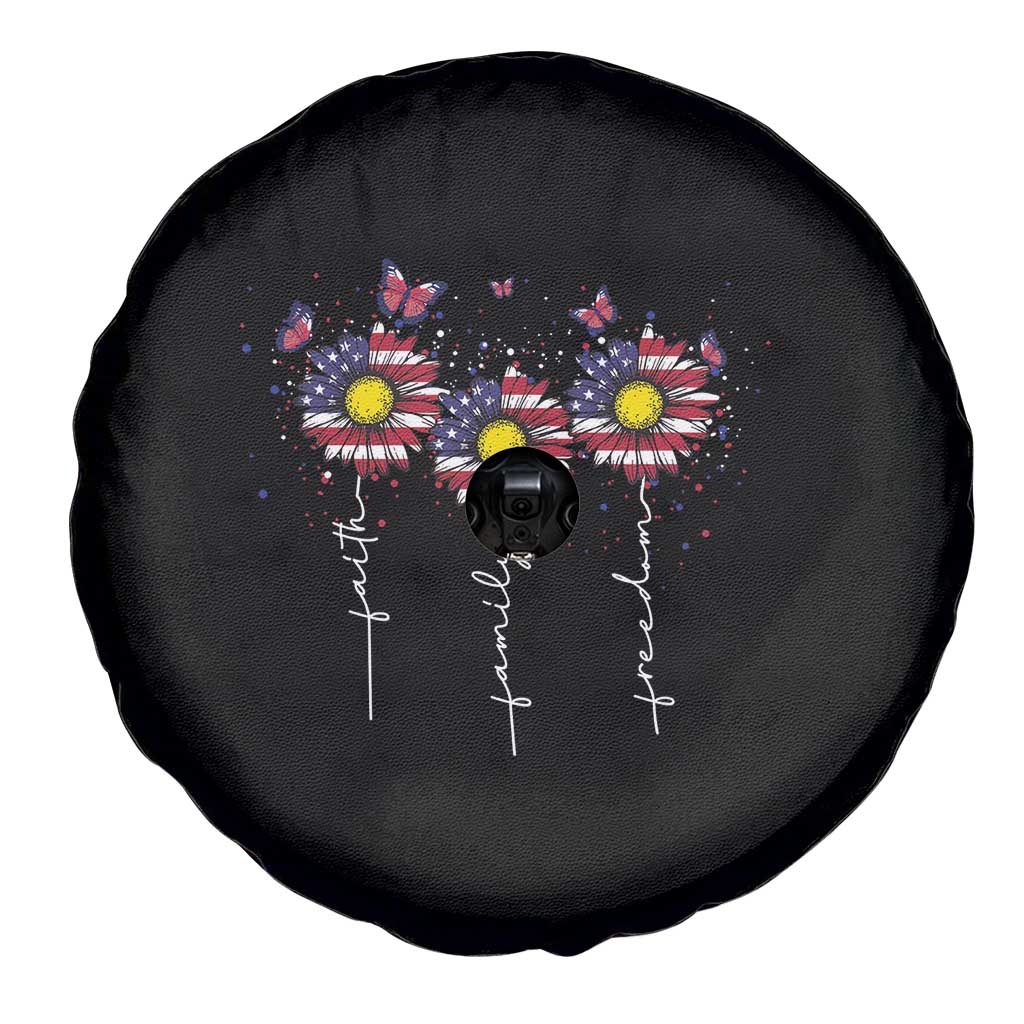 4th Of July Spare Tire Cover Faith Family Freedom USA Flag Daisy Flower TS11 Print Your Wear