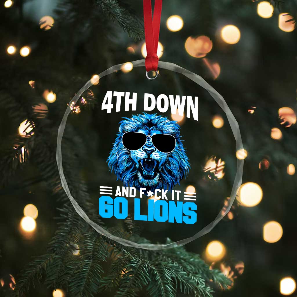 4th Down F*ck It Go Lions Crystal Glass Ornament Funny Bold Game Day TS10 Print Your Wear