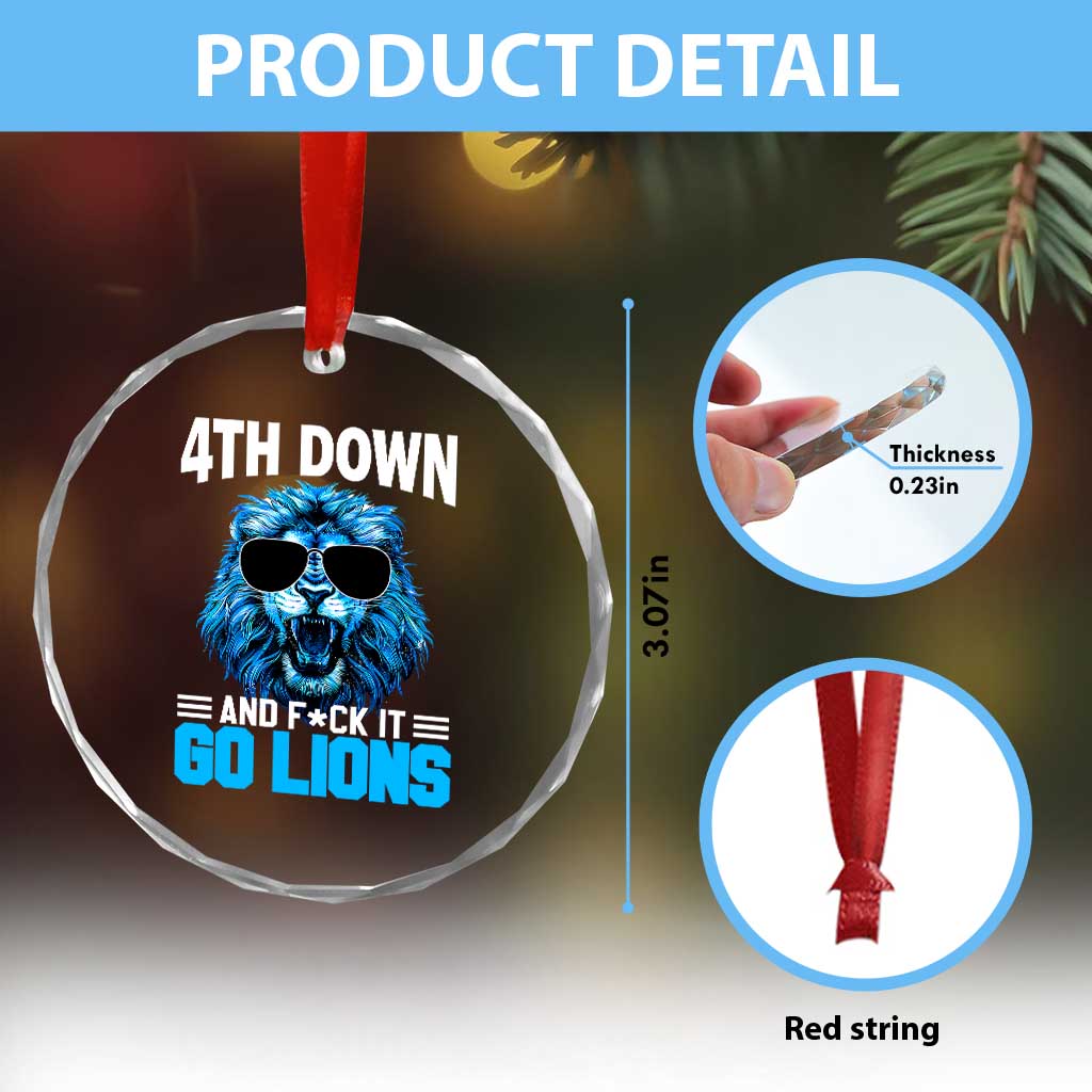 4th Down F*ck It LF Crystal Glass Ornament Funny Bold Game Day TS10 Print Your Wear