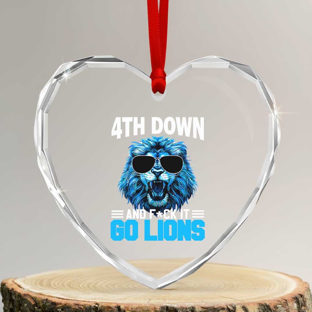 4th Down F*ck It Go Lions Heart Crystal Glass Ornament Funny Bold Game Day TS10 Transparent Glass 3'' Heart Print Your Wear