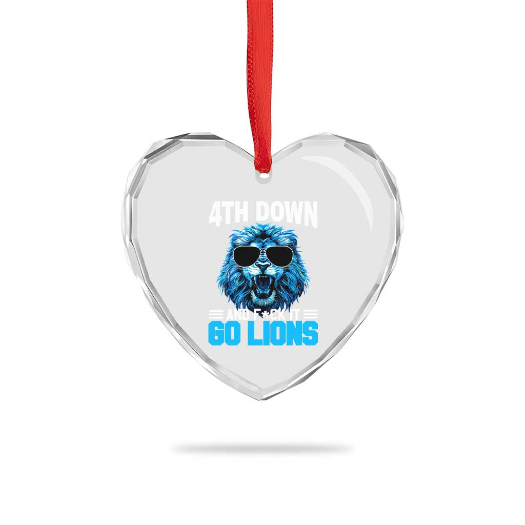 4th Down F*ck It Go Lions Heart Crystal Glass Ornament Funny Bold Game Day TS10 Print Your Wear
