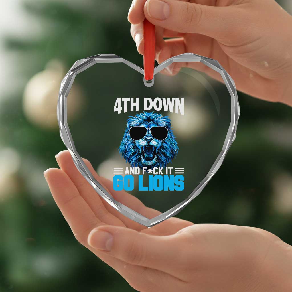 4th Down F*ck It Go Lions Heart Crystal Glass Ornament Funny Bold Game Day TS10 Print Your Wear