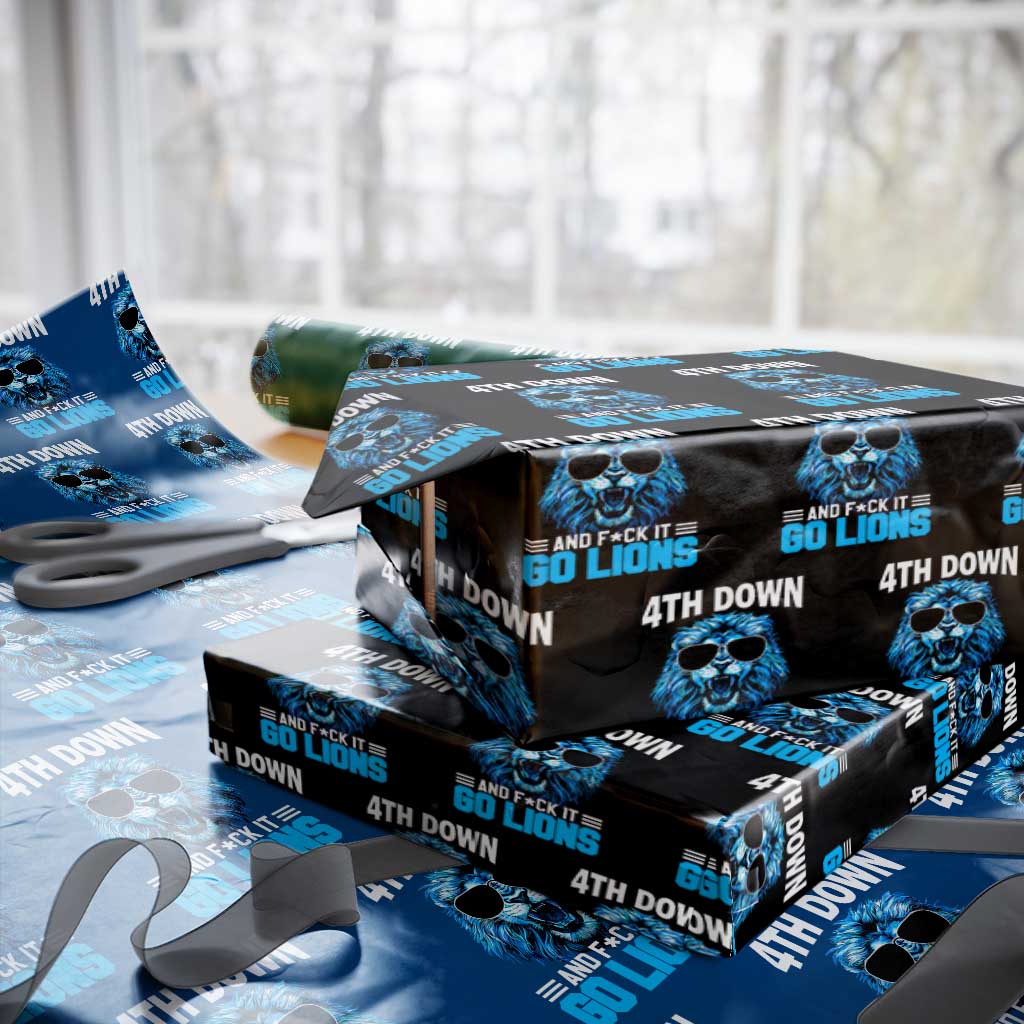 4th Down F*ck It Go Lions Wrapping Paper Roll Funny Bold Game Day TS10 Black Print Your Wear