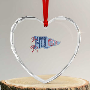 4th Grade Teacher Pennant US Flag Back to School Heart Crystal Glass Ornament