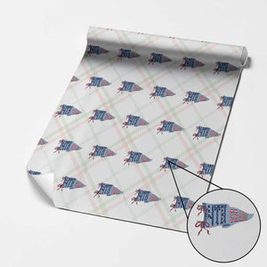 4th Grade Teacher Pennant US Flag Back to School Wrapping Paper Roll