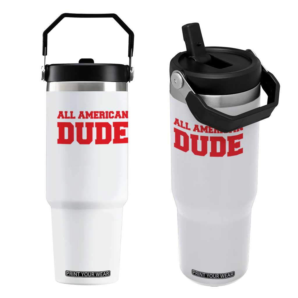 4th of July All American Dude Flip Straw Tumbler TS10 One Size: 30 oz White Print Your Wear