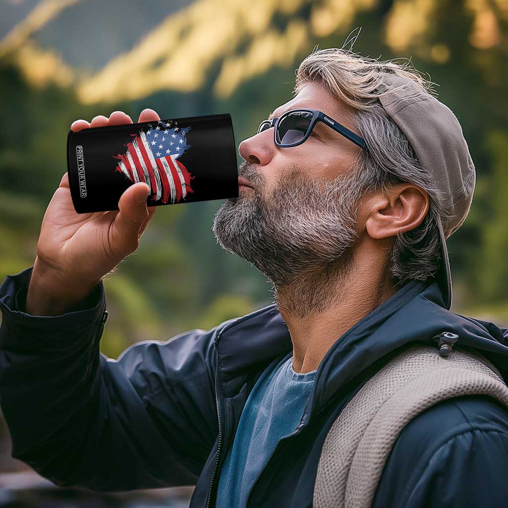 4th of July American Flag Heart USA Patriotic 4 in 1 Can Cooler Tumbler Star Stripes TS11 Print Your Wear