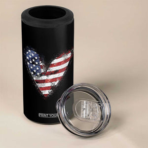 4th of July American Flag Heart USA Patriotic 4 in 1 Can Cooler Tumbler TS11 Print Your Wear