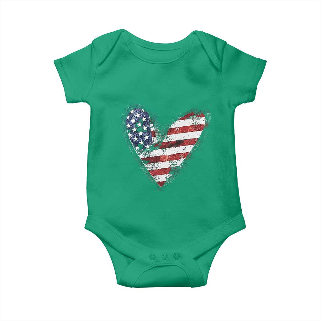 4th of July American Flag Heart USA Patriotic Baby Onesie TS11 Irish Green Print Your Wear