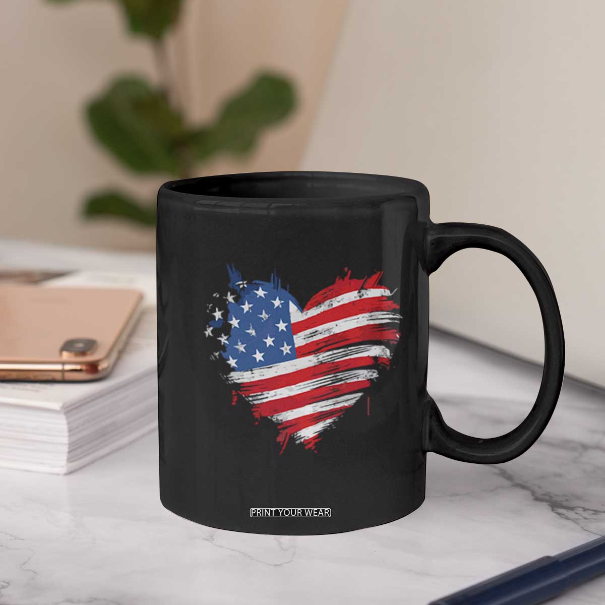4th of July American Flag Heart USA Patriotic Coffee Mug Star Stripes TS11 Print Your Wear