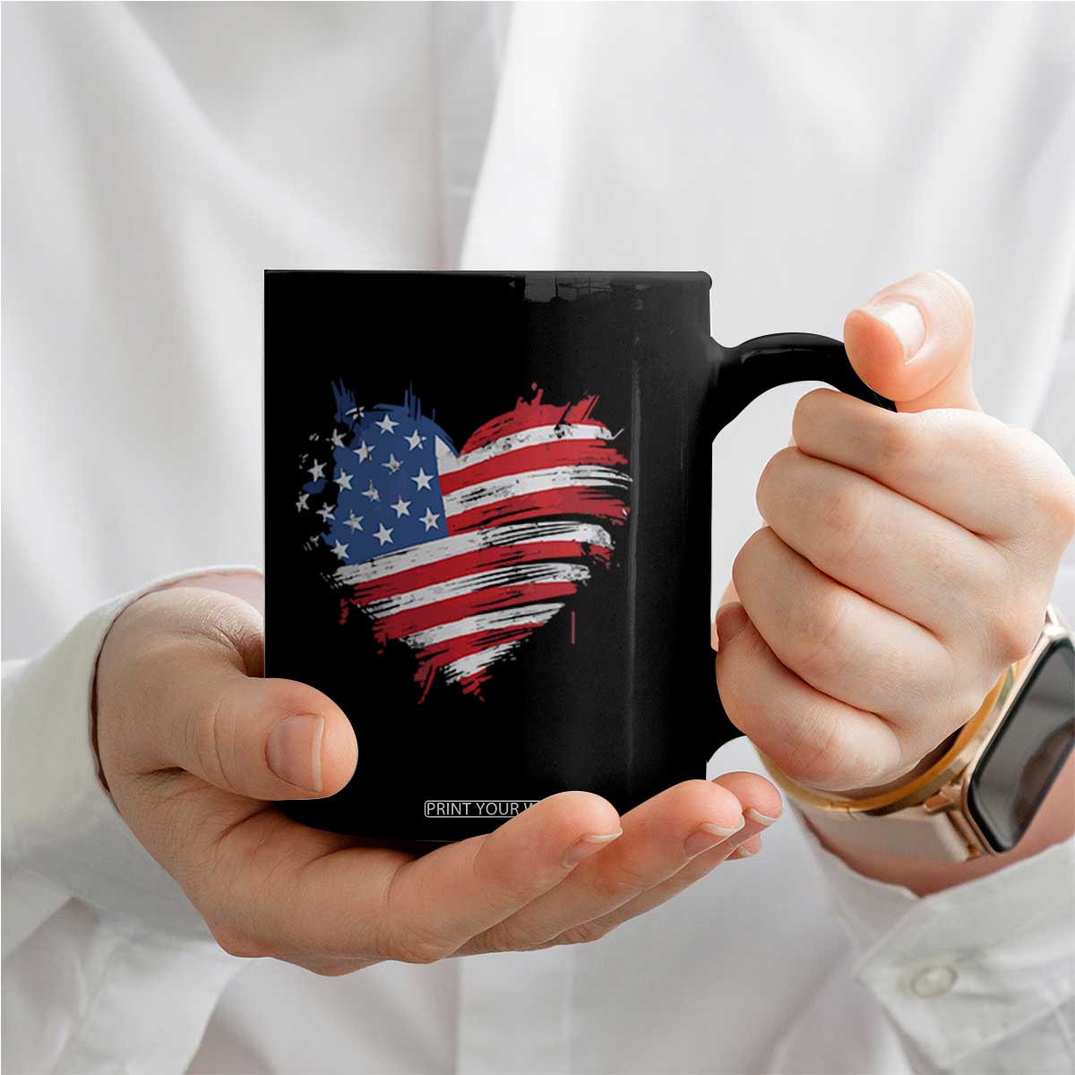 4th of July American Flag Heart USA Patriotic Coffee Mug Star Stripes TS11 Print Your Wear